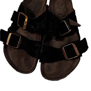 Black Sandals with Gold Buckles